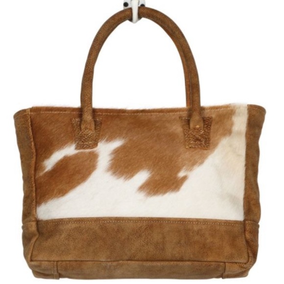 Myra brown and white hairon bag both sides hairon
